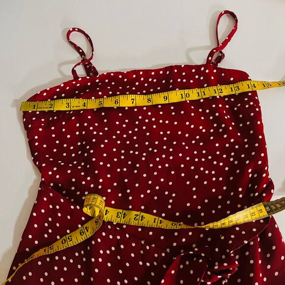 Princess Polly Caesura Polka Dot Faux Wrap Dress Size 4 Wine - Picture 7 of 10